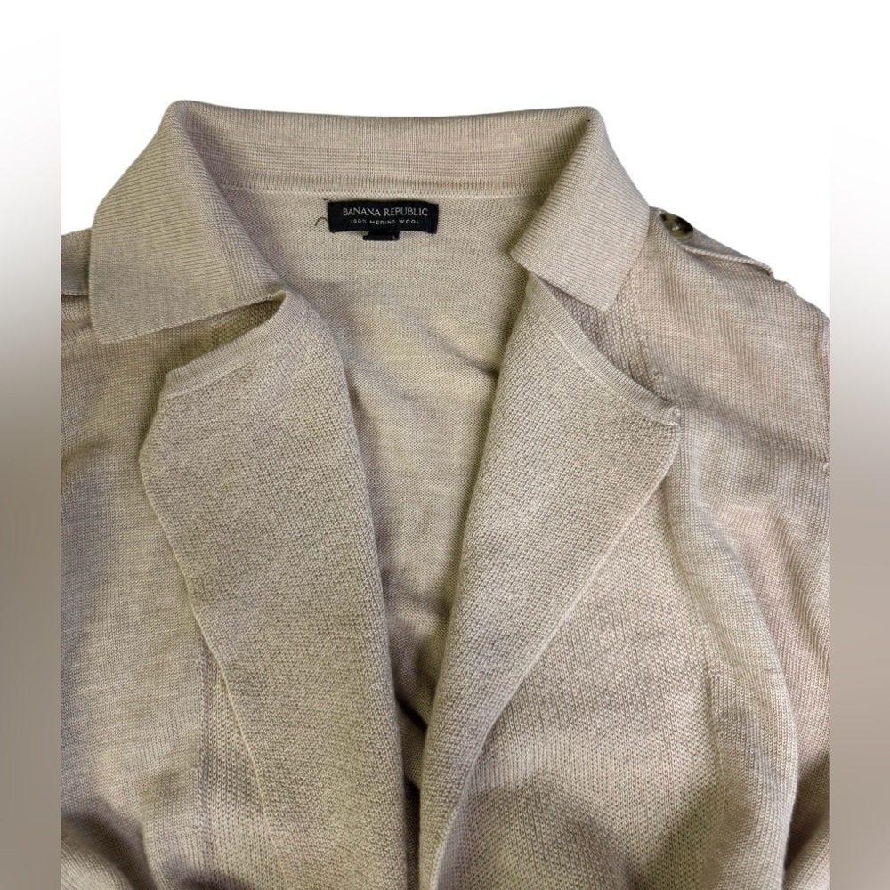 Banana Republic 100% Merino Wool Belted Soft Trench Cardigan Sweater Fall Winter - Picture 2 of 6
